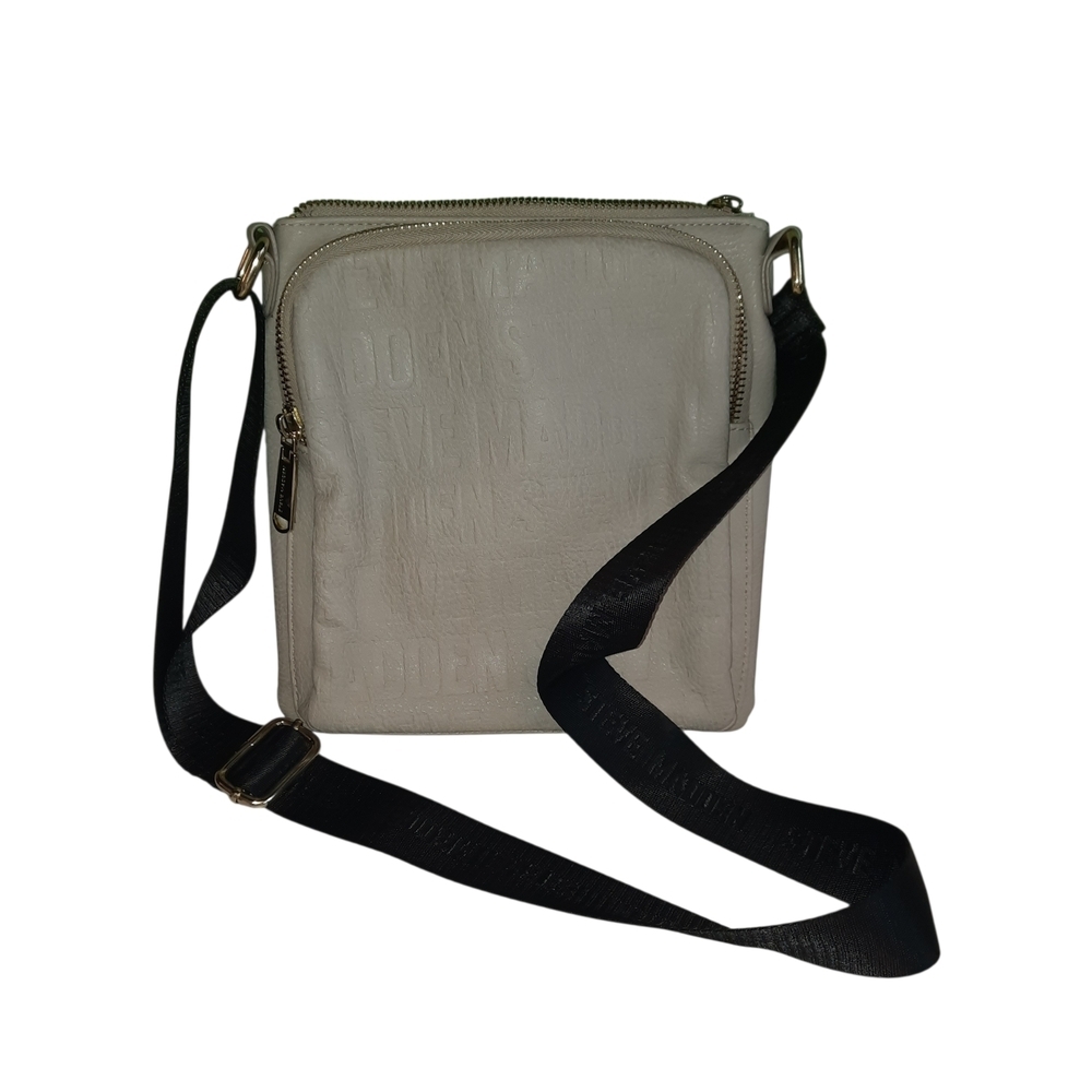 Steve Madden Cream Crossbody Bag with Black Strap